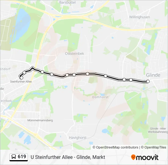 Автобус 619: карта маршрута