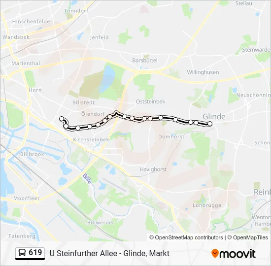 Автобус 619: карта маршрута