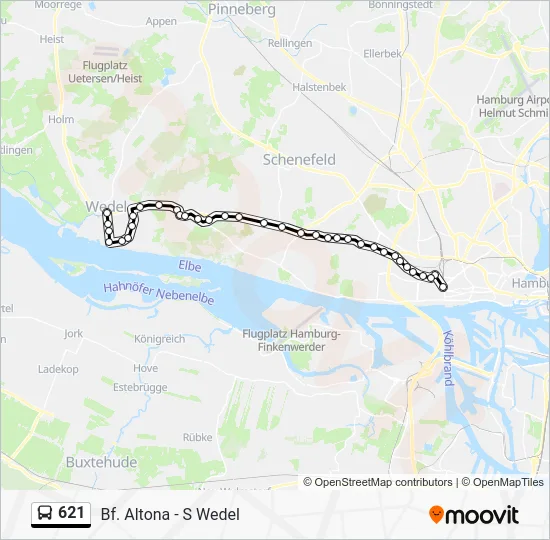 Автобус 621: карта маршрута