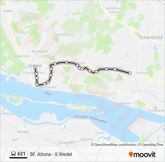 Автобус 621: карта маршрута