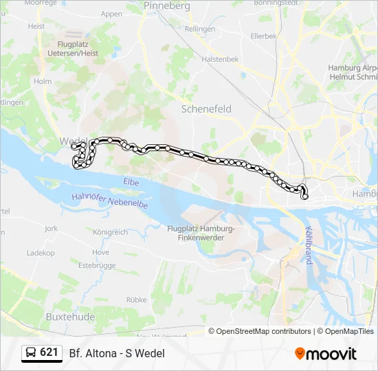 Автобус 621: карта маршрута