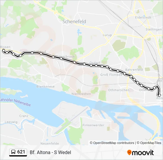Автобус 621: карта маршрута