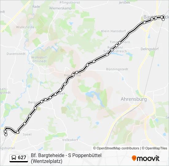 Автобус 627: карта маршрута