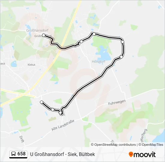 Автобус 658: карта маршрута