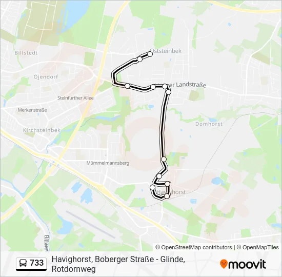 Автобус 733: карта маршрута