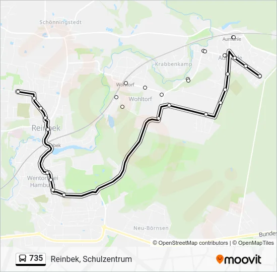 Автобус 735: карта маршрута