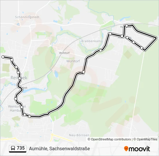 Автобус 735: карта маршрута