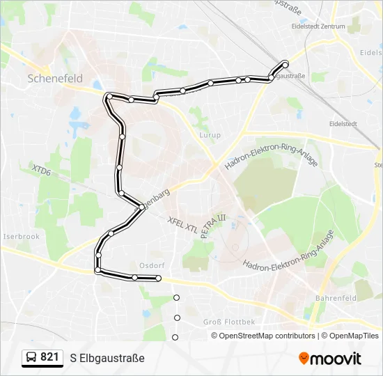 Автобус 821: карта маршрута