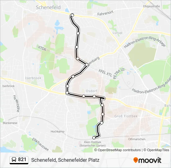 Автобус 821: карта маршрута