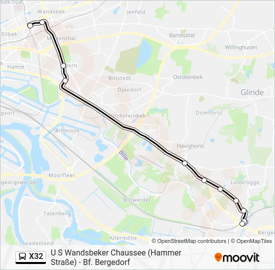 Автобус X32: карта маршрута