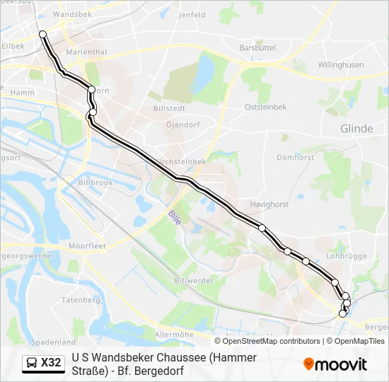 Автобус X32: карта маршрута