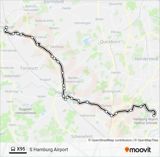 Автобус X95: карта маршрута
