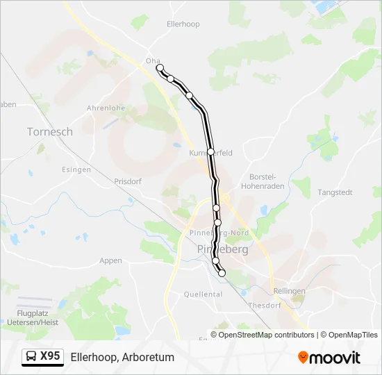 Автобус X95: карта маршрута