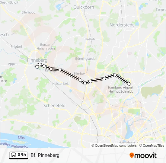 Автобус X95: карта маршрута