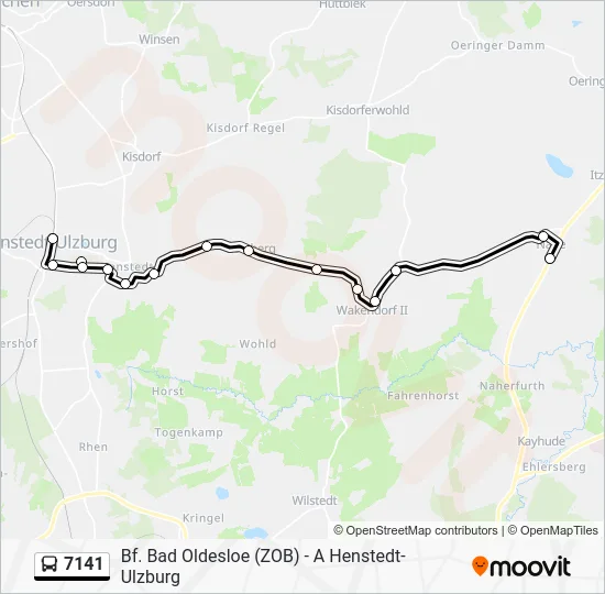 Автобус 7141: карта маршрута