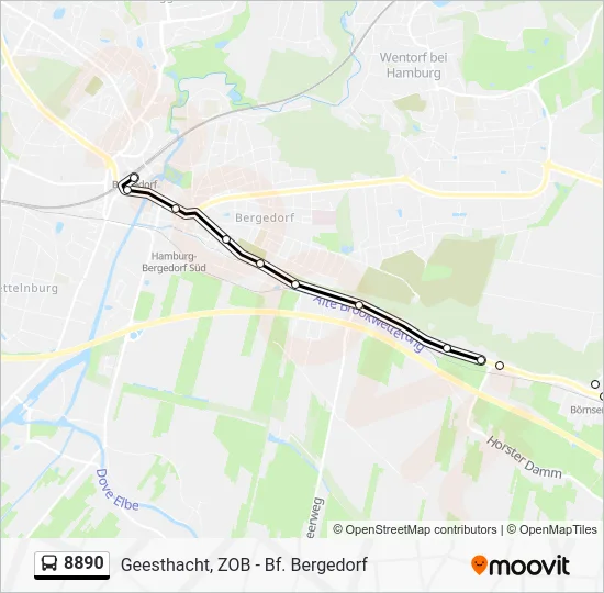 Автобус 8890: карта маршрута