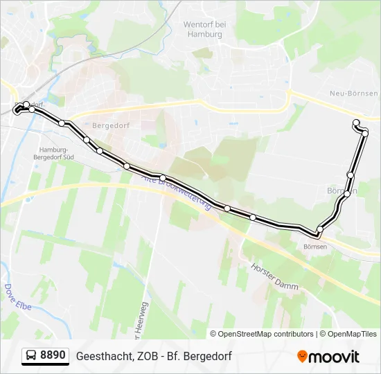 Автобус 8890: карта маршрута