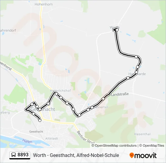 Автобус 8893: карта маршрута