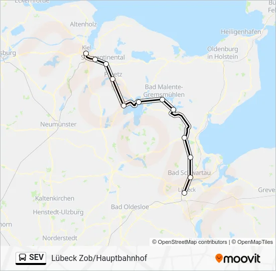 Автобус SEV: карта маршрута