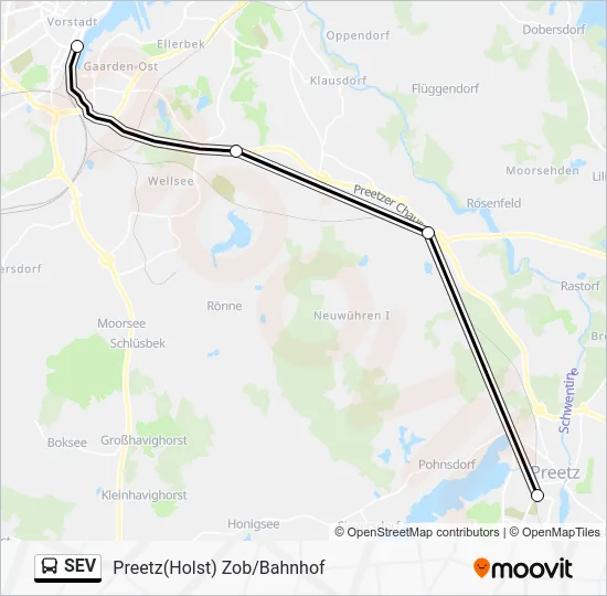 Автобус SEV: карта маршрута