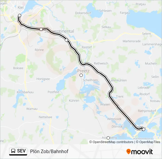 Автобус SEV: карта маршрута