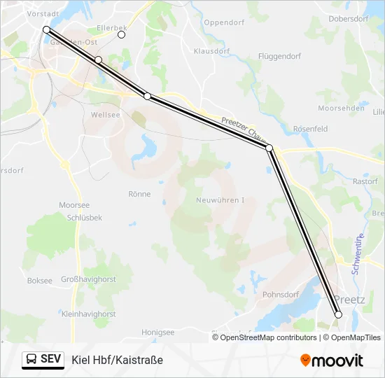 Автобус SEV: карта маршрута