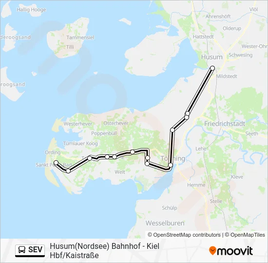 Автобус SEV: карта маршрута