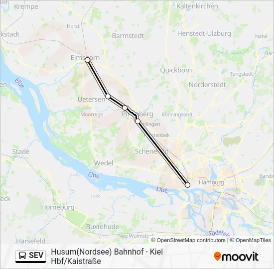 Автобус SEV: карта маршрута