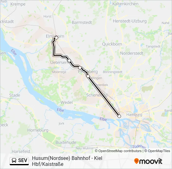 Автобус SEV: карта маршрута