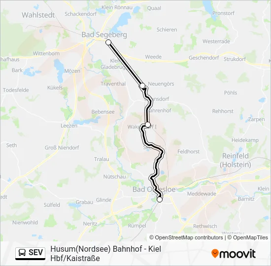 Автобус SEV: карта маршрута