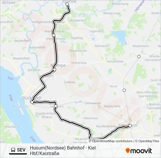 Автобус SEV: карта маршрута