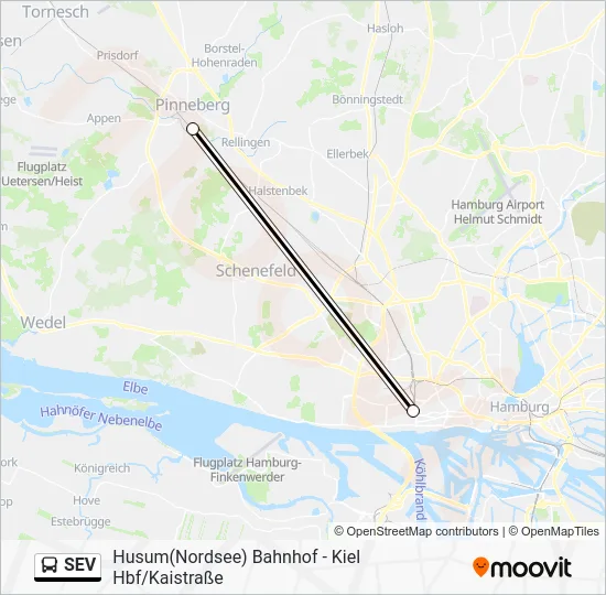 Автобус SEV: карта маршрута