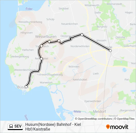 Автобус SEV: карта маршрута