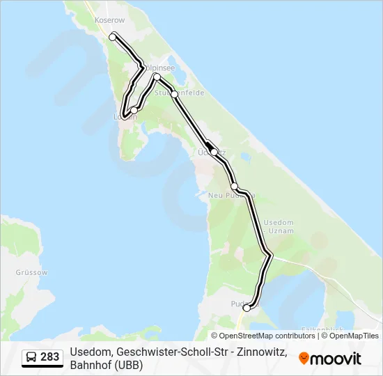 283 Route: Schedules, Stops & Maps - Koserow, Bahnhofstraße (Updated)