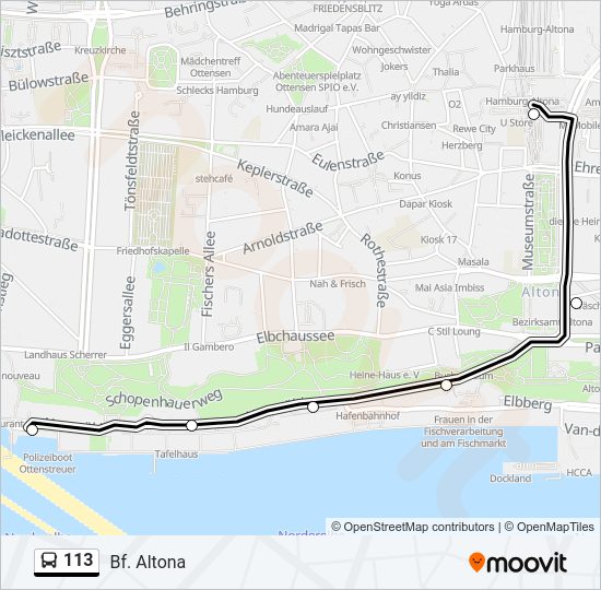 113 bus Line Map