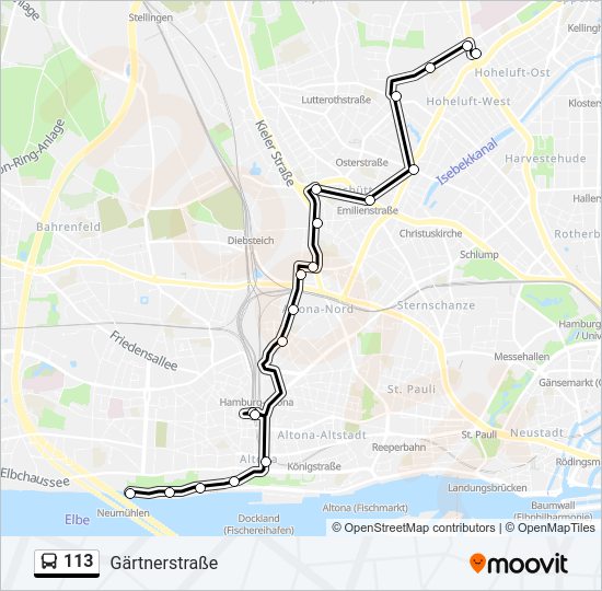 113 bus Line Map