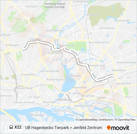 Автобус X22: карта маршрута