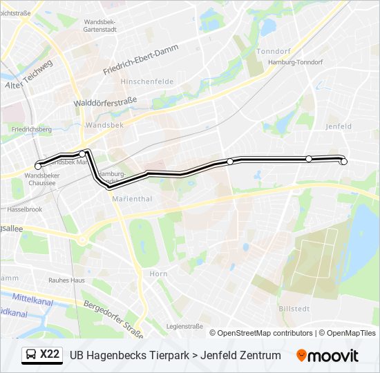 X22 bus Line Map