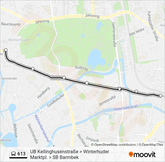 613 Route: Fahrpläne, Haltestellen & Karten - Winterhuder Marktplatz ...