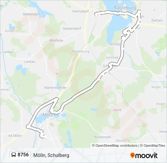 Автобус 8756: карта маршрута