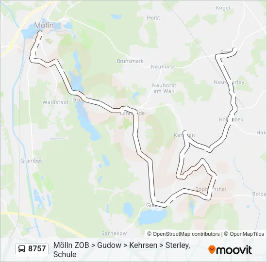 Автобус 8757: карта маршрута