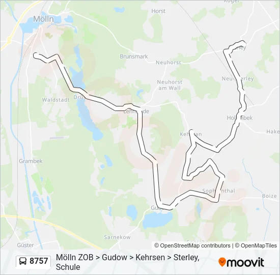 Автобус 8757: карта маршрута