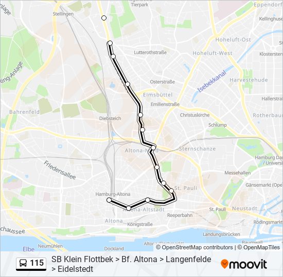 115 bus Line Map