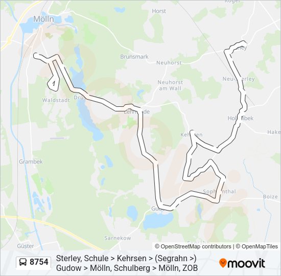 Автобус 8754: карта маршрута