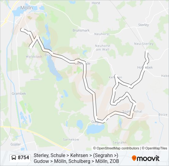 Автобус 8754: карта маршрута