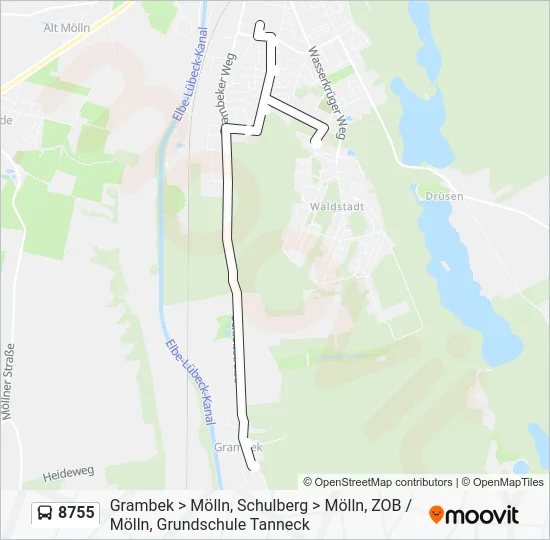 Автобус 8755: карта маршрута