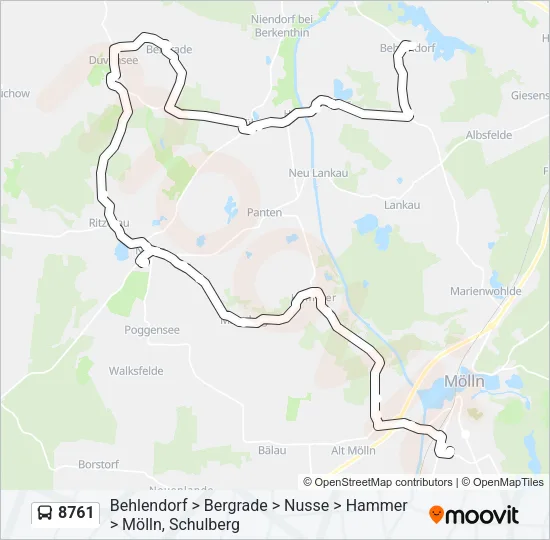 Автобус 8761: карта маршрута