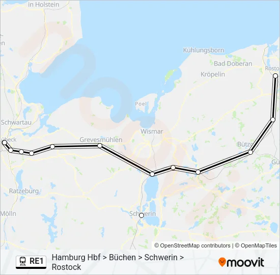 RE1 Train Line Map