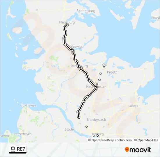 RE7 Train Line Map
