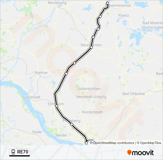RE70 Train Line Map